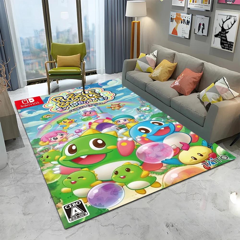 Tappeto Tappetino Decorativo per Casa Soggiorno Camera da Letto Divano Zerbino, Tappeto per Area Giochi Bambini Tappetino Antiscivolo, Gioco Cartoon Bubble Bobble Tappeto per Gamer