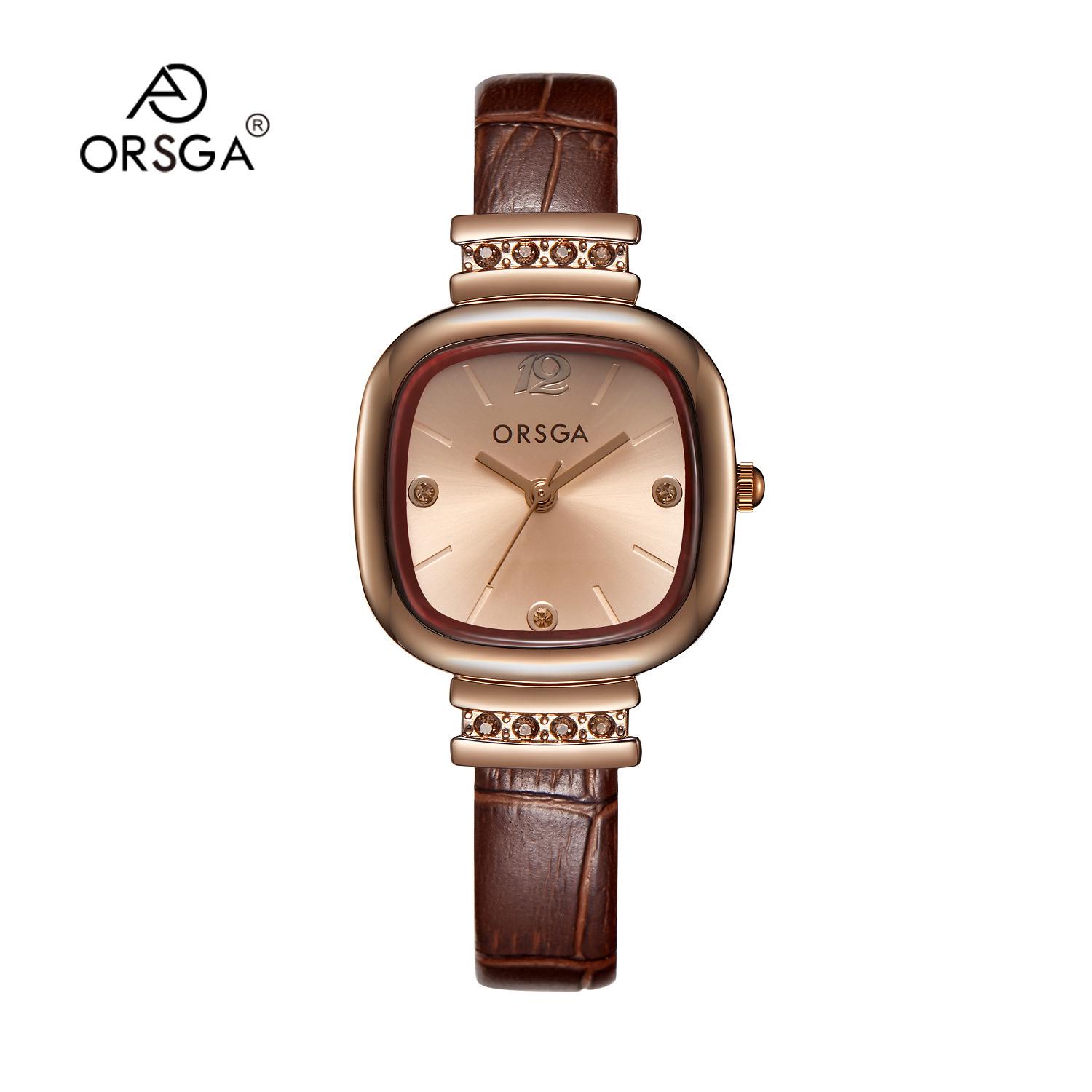 

Женские ретро кварцевые часы Oushijia с бриллиантами коричневый