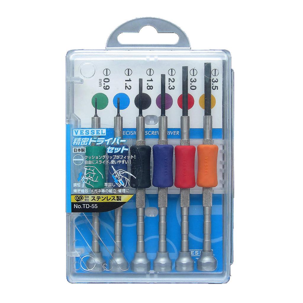 VESSEL Precision Screwdriver 6 Flathead Set, Sizes, TD-55