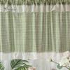Pastoral Kitchen Curtain Plaid Short Curtain, Rod Through Top Design, Blocks Oil Smoke And Dust Simple Color Rustic for Half Windows Cabinet