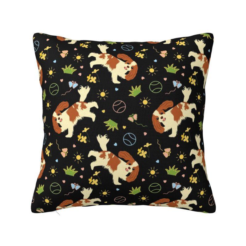Custom Modern Cavalier King Charles Spaniel Cushion Cover for Sofa Velvet Cartoon Dog Pillow Case Bedroom Decoration