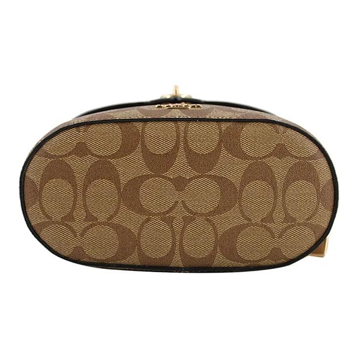 Coach Kay 20 Classic Full-Print Logo Box Bag Single Shoulder Crossbody Bag PVC with Leather Handbag Small Female Black and Brown Patchwork Pattern