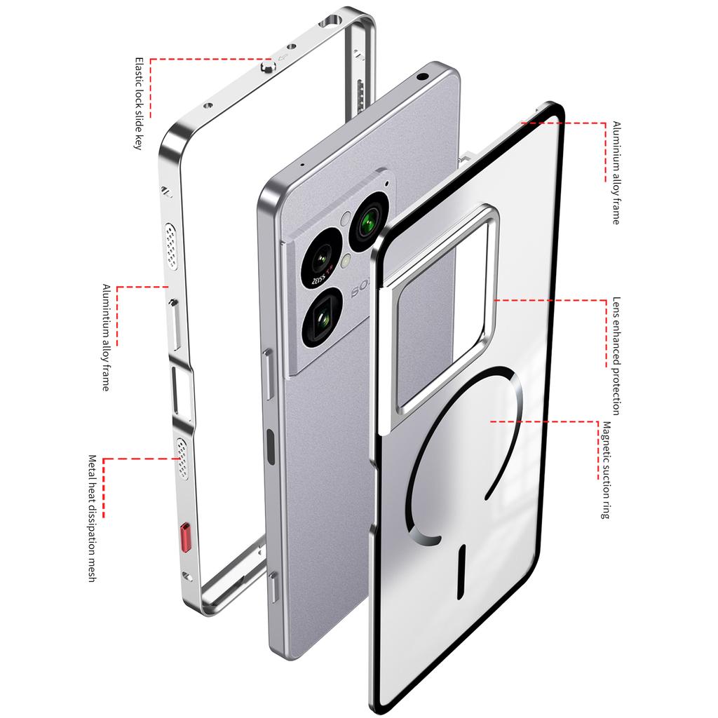 Case For Sony Xperia 1 VIII Aluminium Alloy Metal Frame Bumper Frosted Acrylic Magsafe Wireless Charging Cover