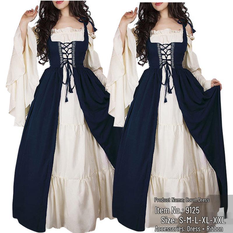 Medieval Renaissance Princess Dress with Binding Waist - Vintage Halloween Costume