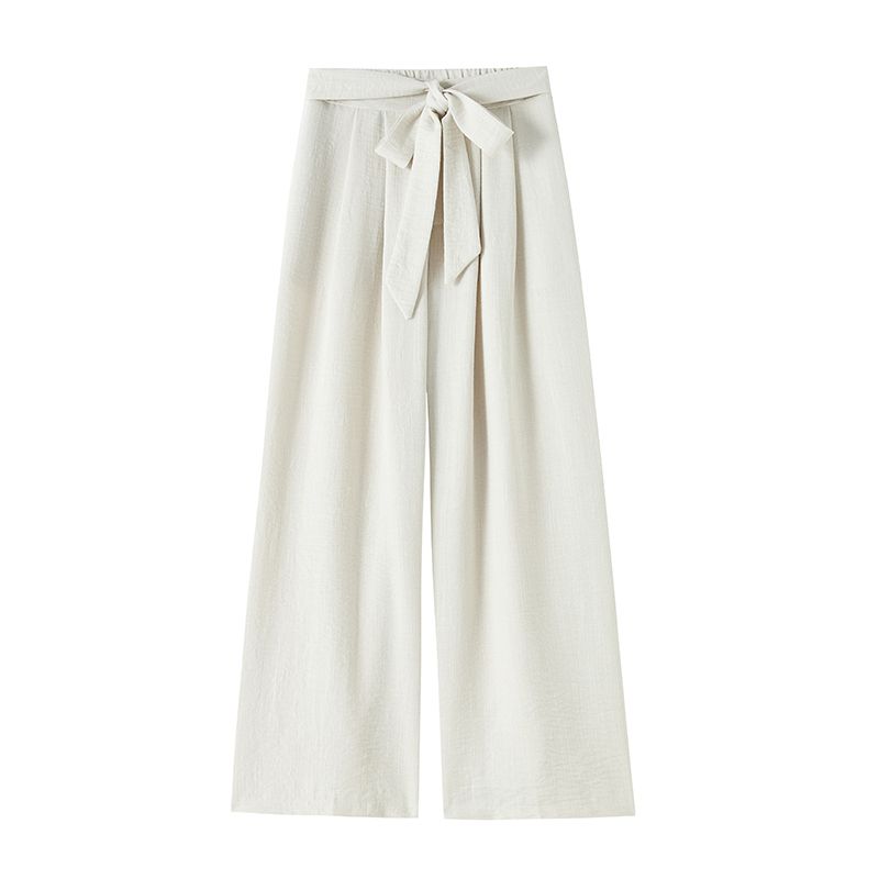 Autumn New Arrival Work Clothing Ice Silk Cotton Linen Lace-up Suit Loose Pants High Waist Slim Looking Casual Mop Straight-leg Yamamoto Pants