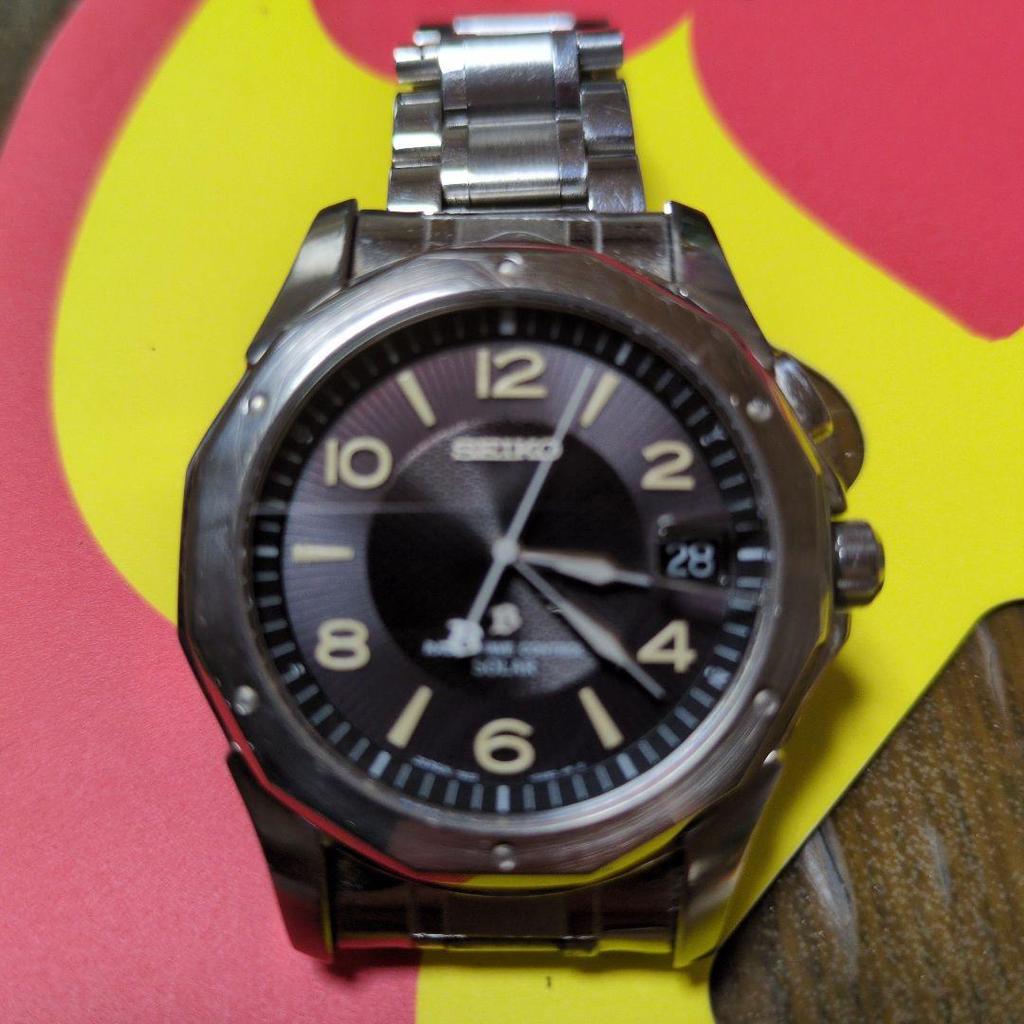 [USED] Radio-controlled solar watch, strap, rare Seiko Brightz titanium (body)