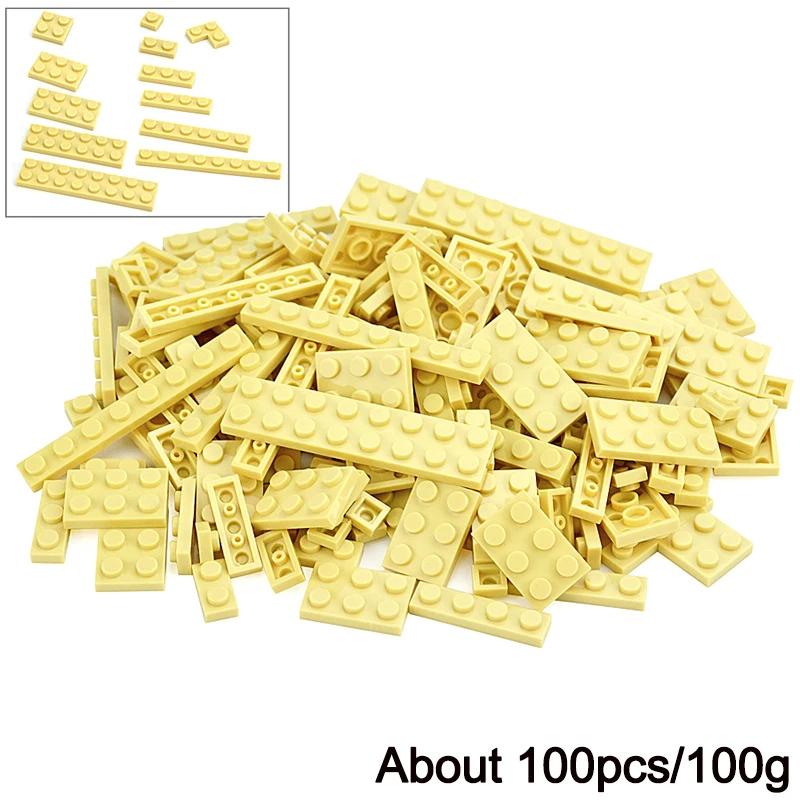 100Pcs Bulk Parts Thin Bricks 12 Size Mixed 15 Color Building Blocks Figures MOC Model Educational Construction Toy for Kid Gift
