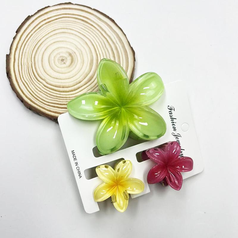 Sada skřipců do vlasů s frangipani: Květinové vlasové doplňky s imitací mramoru pro módní svátky