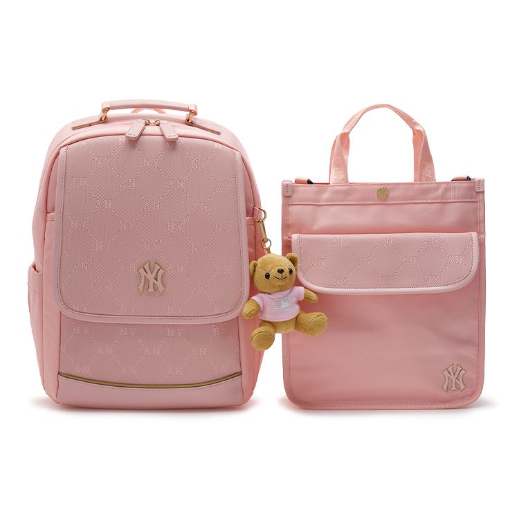 

MLB New York Yankees Vintage Diamond Letter Embossed Adjustable Shoulder Strap Zipper Closure Two-In-One Nylon Backpack Women Backpack 7ABKMD14N-50PKM Pink