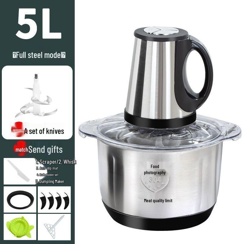 Upgraded Electric Meat Grinder & Food Processor with Dough Mixer and Chili Grinder 2L stainless steel