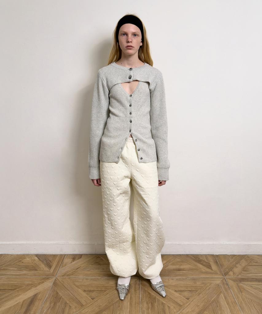Daiaegeuneol Heart Stitched Padding Pants (Cream)