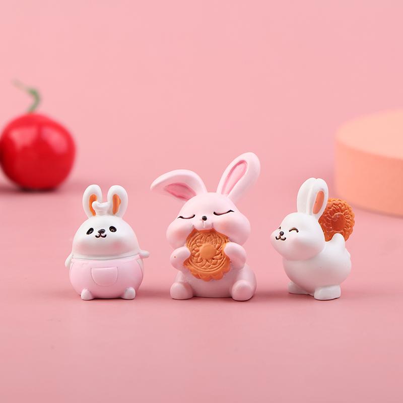 Micro Landscape Small Ornaments Resin Crafts Moon Cakes Rabbit Mid-Autumn Festival Decoration
