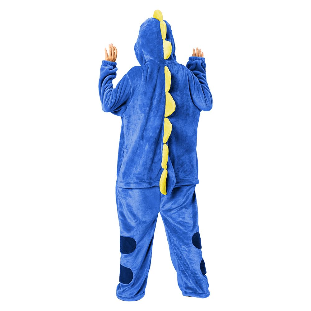 OLAOLA Dinosaur Kigurumi Pajamas for Animal Fluffy Winter Cute Loungewear for Warm and Warm for Cold Weather Flannel Material L Adults, Cosplay,