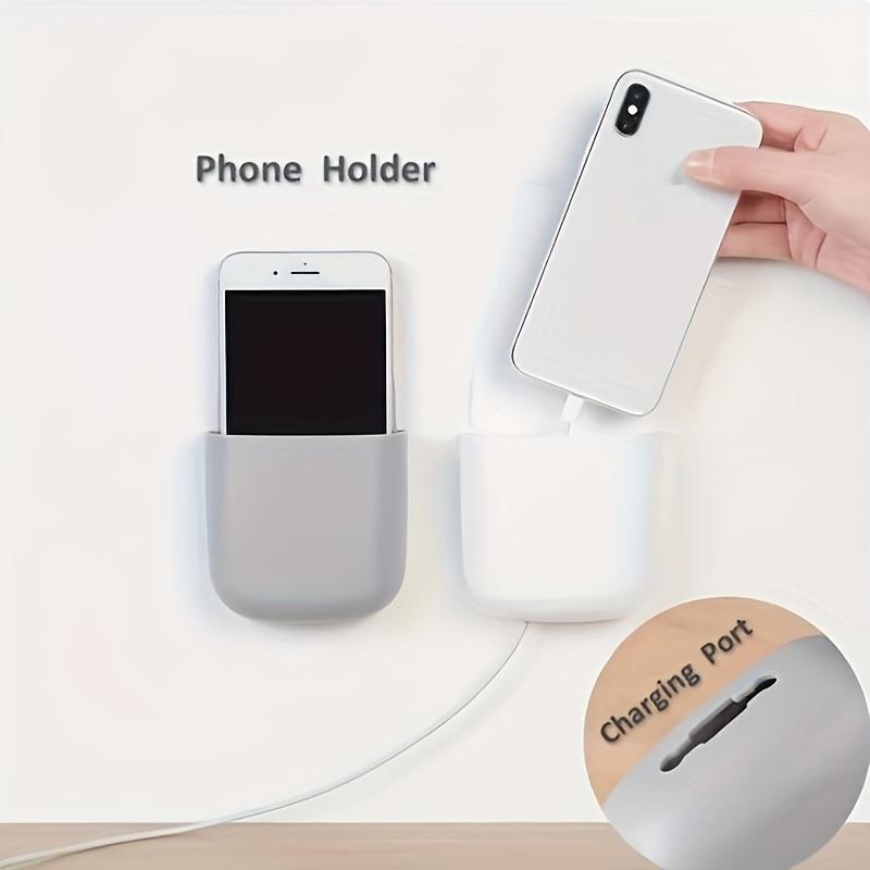 1PC Wall-mounted Storage Box Without Drilling Is Used for Remote Control and Mobile Phone Charging. Practical Hook for Mobile Phone Storage Rack