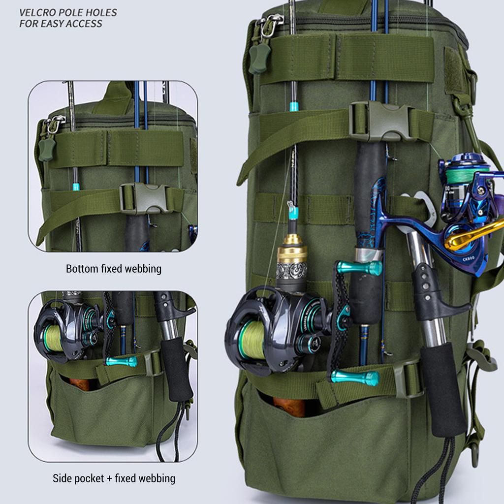 Fishing Gear Storage Backpack Fishing Tackle Backpack with Rod Holder for Travel Hunting Biking