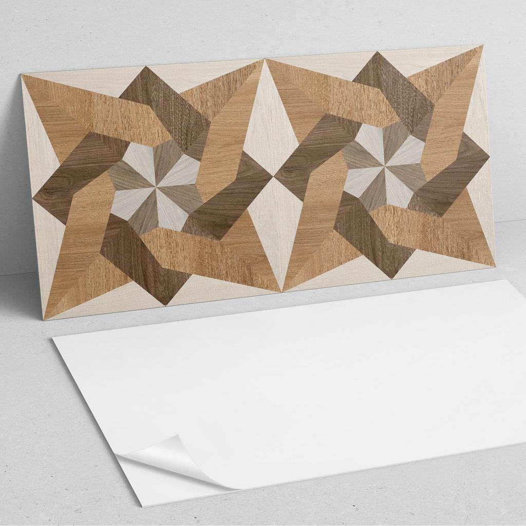 Self-Adhesive Vinyl Panel - Printed Decoration 100x50 cm Polygonal Wood Mosaic