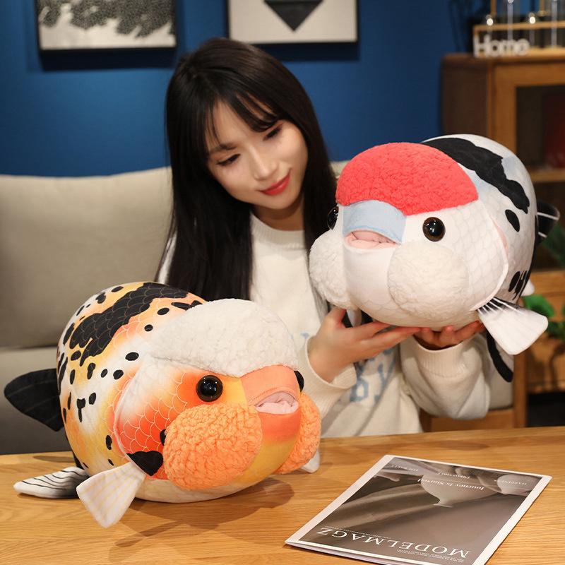 Simulation Goldfish Throw Pillow Plush Toy Doll Small Fish Lanshou Fish Doll Children Accompany Soothing Doll