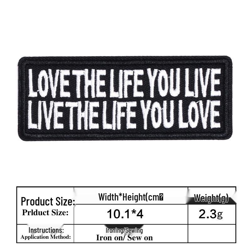 Vtipné černobílé vyšívané anglické písmenkové nášivky na oblečení