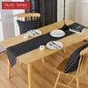 1PC Nuan Series Simple and Versatile Black Checkered Printed Cotton Linen Table Runner for Dinner Table Decor Kitchen for Home Table Home Decor