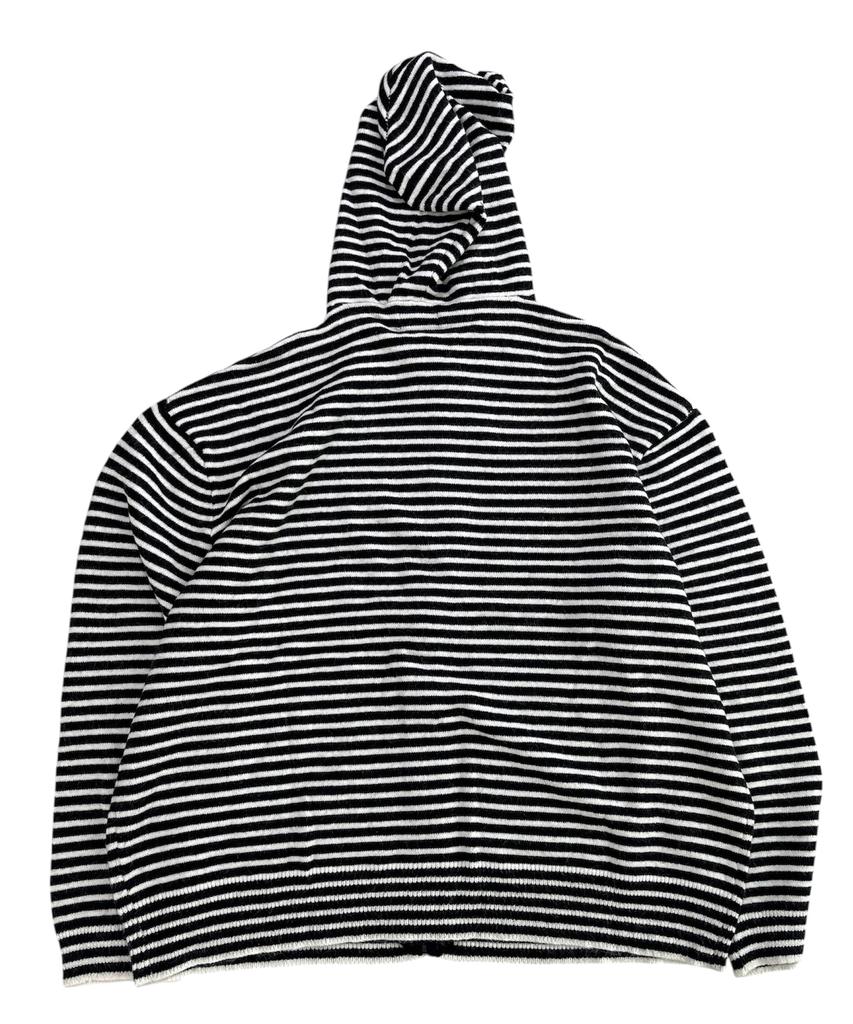 SK8ER ROCK Double Stars Stripe Knit Hood Zip-Up ((Black))