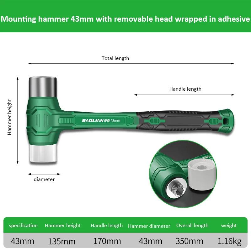 Double Face Soft/Hard Tap Rubber Hammer 27/36/43mm 2-In-1 Multifunctional Metal/Rubber Hammer Household Mini Hand Tool Hammer