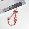 1Pcs Phone Strap Lanyard With Fruit Charms Pendant Cute Kawaii White Red Bead Handmade Cases For Airpods Earphones Ins