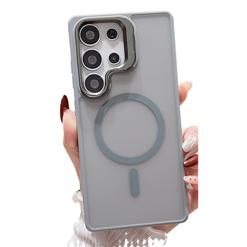 Skin-feel Hardware Lens Holder, Suitable for Samsung S25Ultra Phone Case Anti Drop S24  Magnetic Protective Case