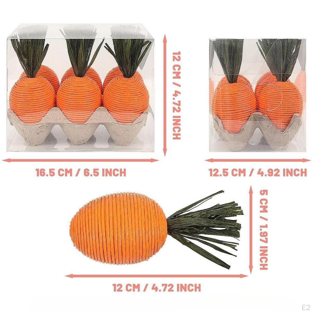 6Pcs Easter Carrots Mini Decor Ornament Vegetables Faux for Party