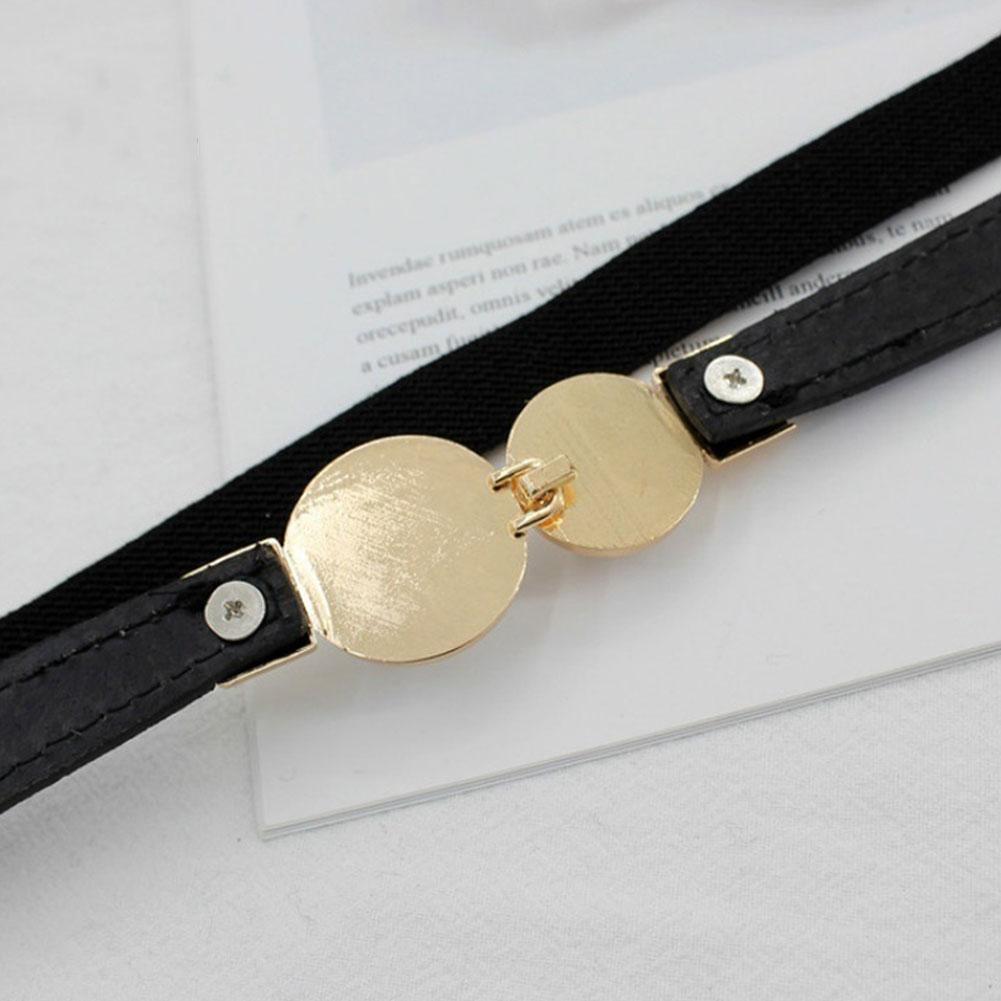 Women Double Pearl Belt Female Black Red White PU Leather Dress Skirt Waist Elastic Thin Belts Ladies Designer Waistband