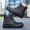 Men's Short-Tube Non-Slip Rain Boots, Fashionable Water Shoes, Pvc One-Time Molded Rain Boots, Pastoral Labor Waterproof Shoes