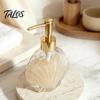 Pump Lotion Bottle 400ML Beach Seashell Refillable Soap Dispenser, Liquid Hand Glass Durable Dispenser Container, for Bathroom Kitchen Countertop