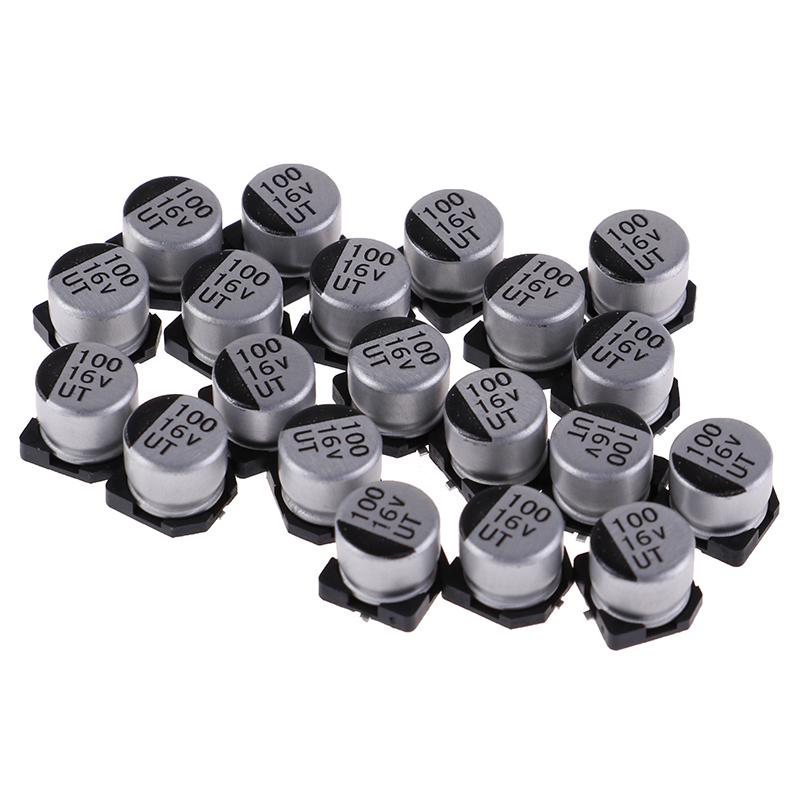 20 Pcs Smd Electrolytic Capacitors With Specifications Of 6*5 Mm 16V 100Uf