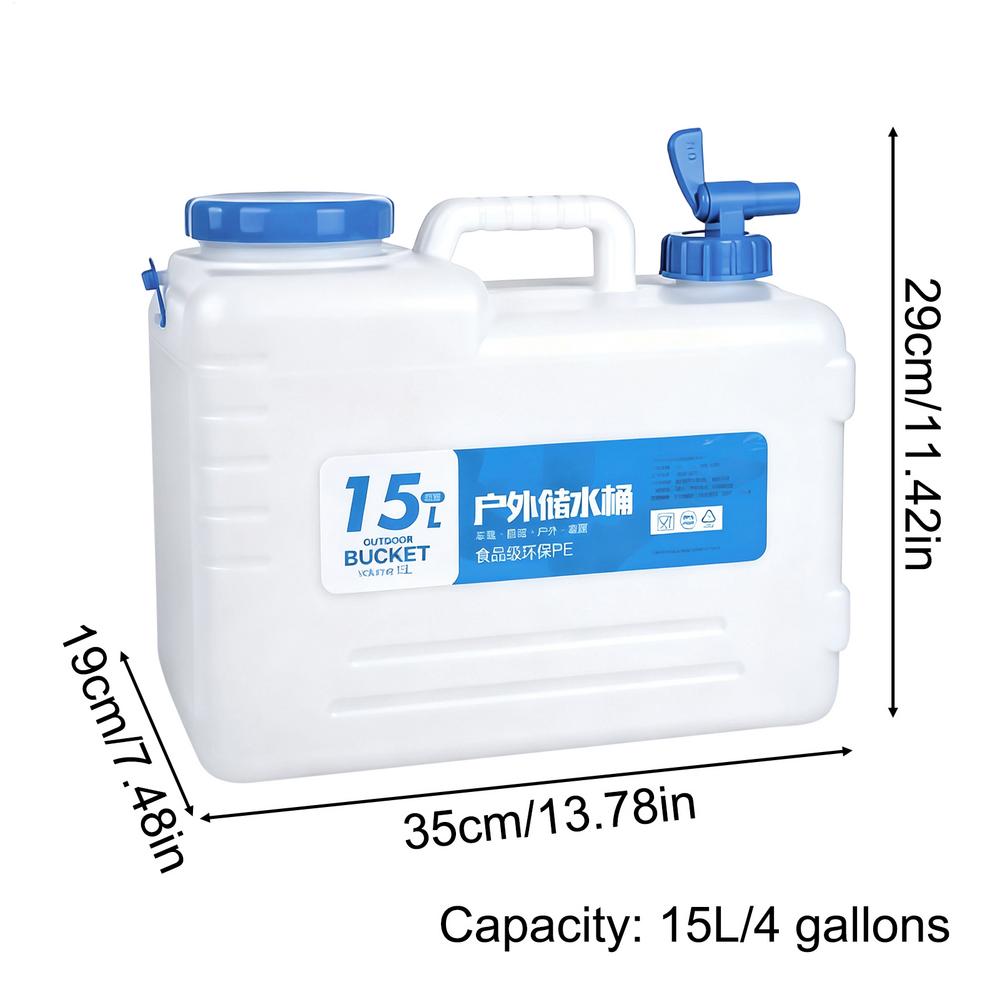 Portable Water Container 4 Gallon Leakproof Picnic Pitcher Water Storage Jug With Spigot And Handle For Outdoor Camping Fishing 15L