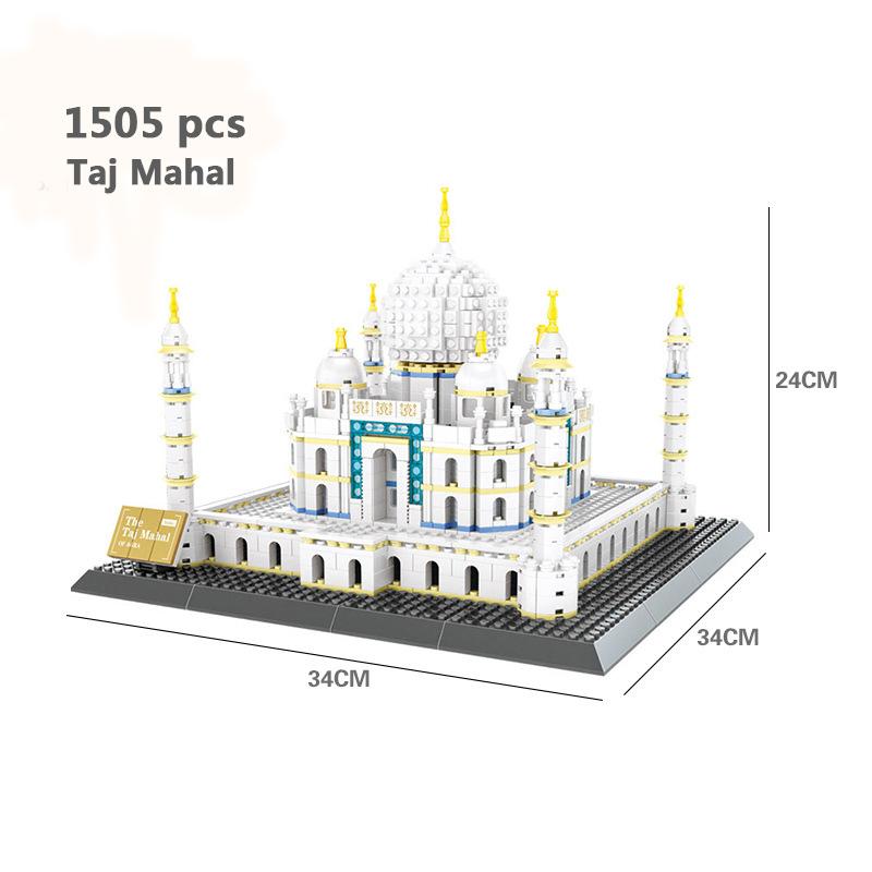 City Architecture Model Building Blocks Studio Temple Taj Mahal Big Ben Eiffel Tower London New York Germany Construction Toys