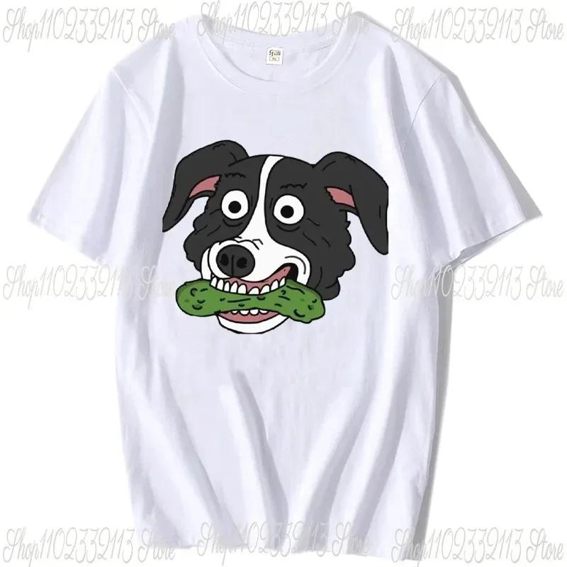 2024 Cartoon Mr Pickles T Shirt Men Soft Collie Dog T-shirt O-neck Short Sleeved Funny Tv Adult Adultswim Mature Dog Evil Satan