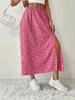 Women's Vintage High Waist Printed Long Skirt with Side Slit - Spring/Summer