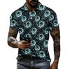 Unisex Loose Fit Casual Short Sleeve Polo Shirt with Halloween Skull and Print for Everyday Wear and Themed Events