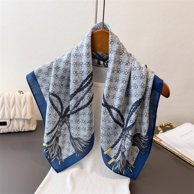 Leopard Print Spring- 70% Faux Silk Premium Square Scarf Thin Shawl Versatile Neckerchief Hair Bandana for Women