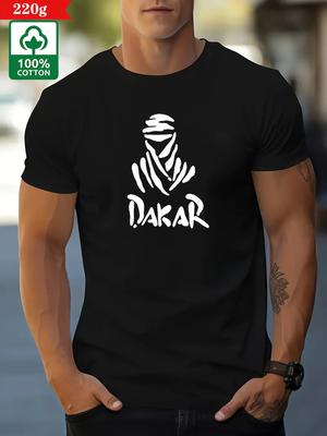 2026 100% Bavlna Módní a Ležérní Dakar Styl s Potiskem Písmen, Pánské Jednoduché a Extrémně Trendy Tričko