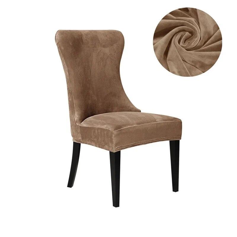 1/6PC Soft Velvet Dining Chair Cover Elastic High Back Armless Chair Cover Dustproof Solid Color Seat Slipcover for Hotel Party