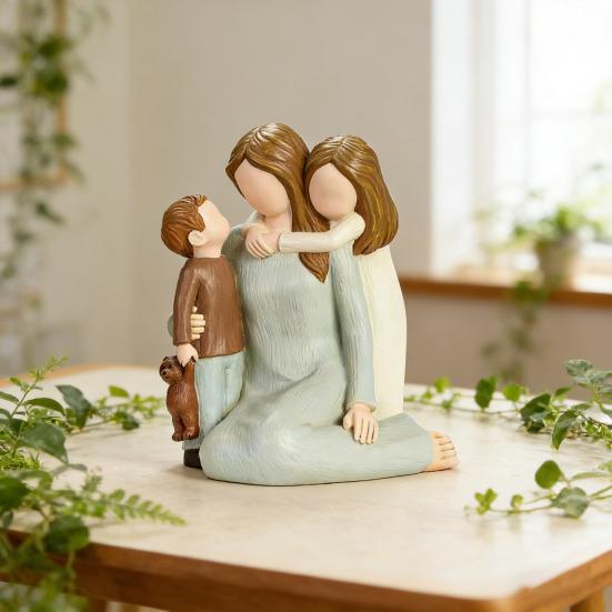 Figurka Aniołka Dziewczynki z Żywicy Statua Rodzinna Matka Córka Syn Rzeźba Dekoracja Ornament na Biurko do Domu Biura Salonu