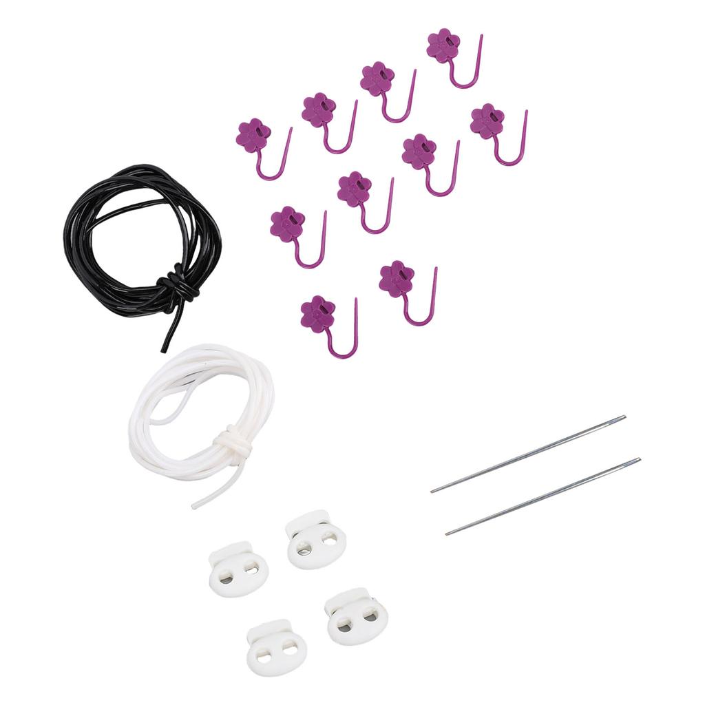 Silicone Knitting Stitches Holder Set Needle Stoppers Kit with Crochet Hook Clamp Hollow Tubing