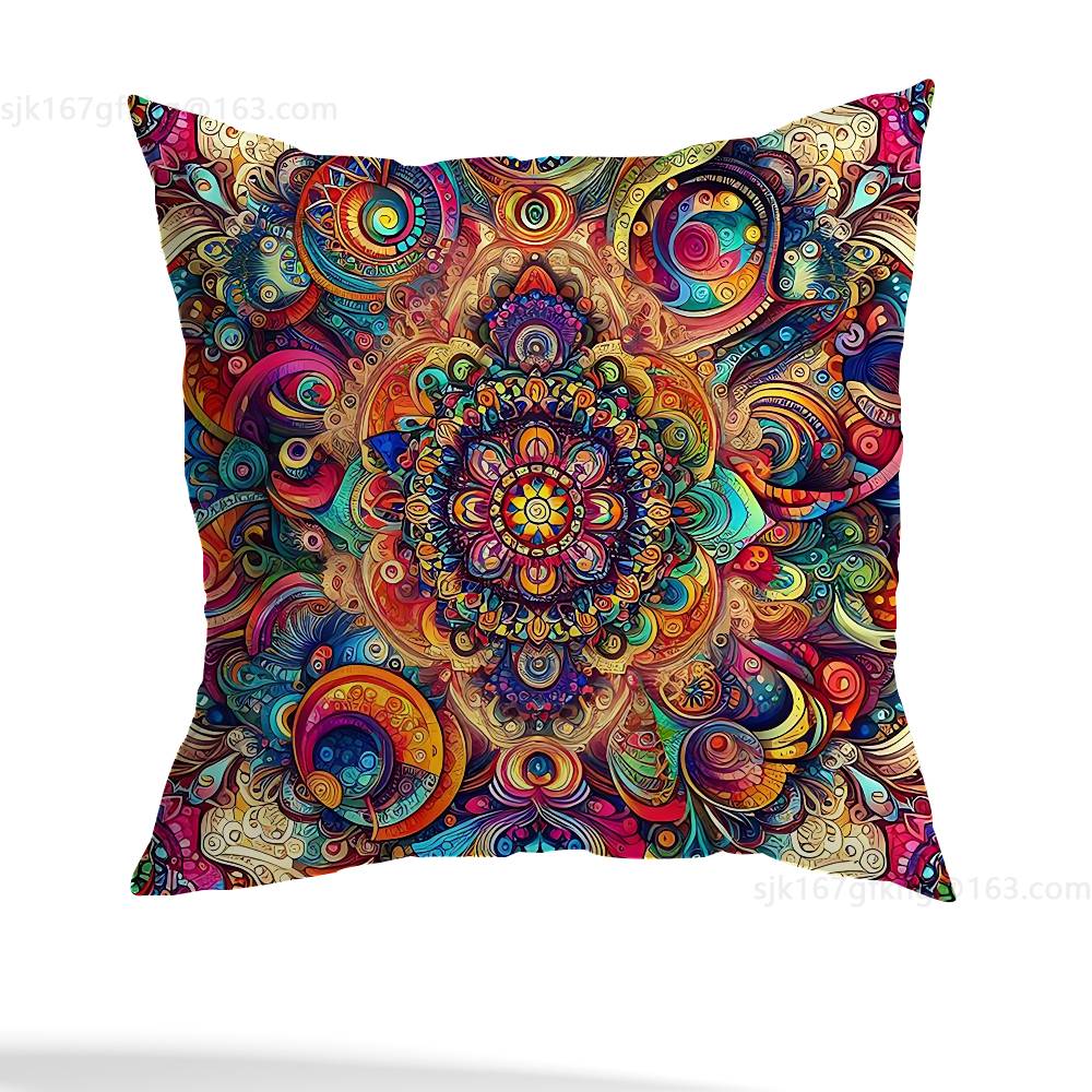 Flower Of Life Mandala Pillow Case Sofa Living Room Bedroom Headboard Backrest Cushion Square Cushion Nap Time