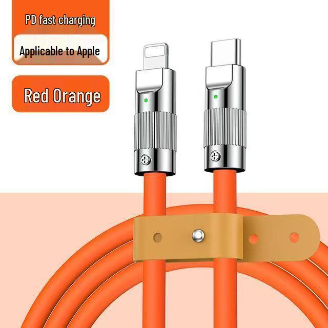 Apple PD Fast Charging Silicone Data Cable with Indicator, Type-C To Lightning.