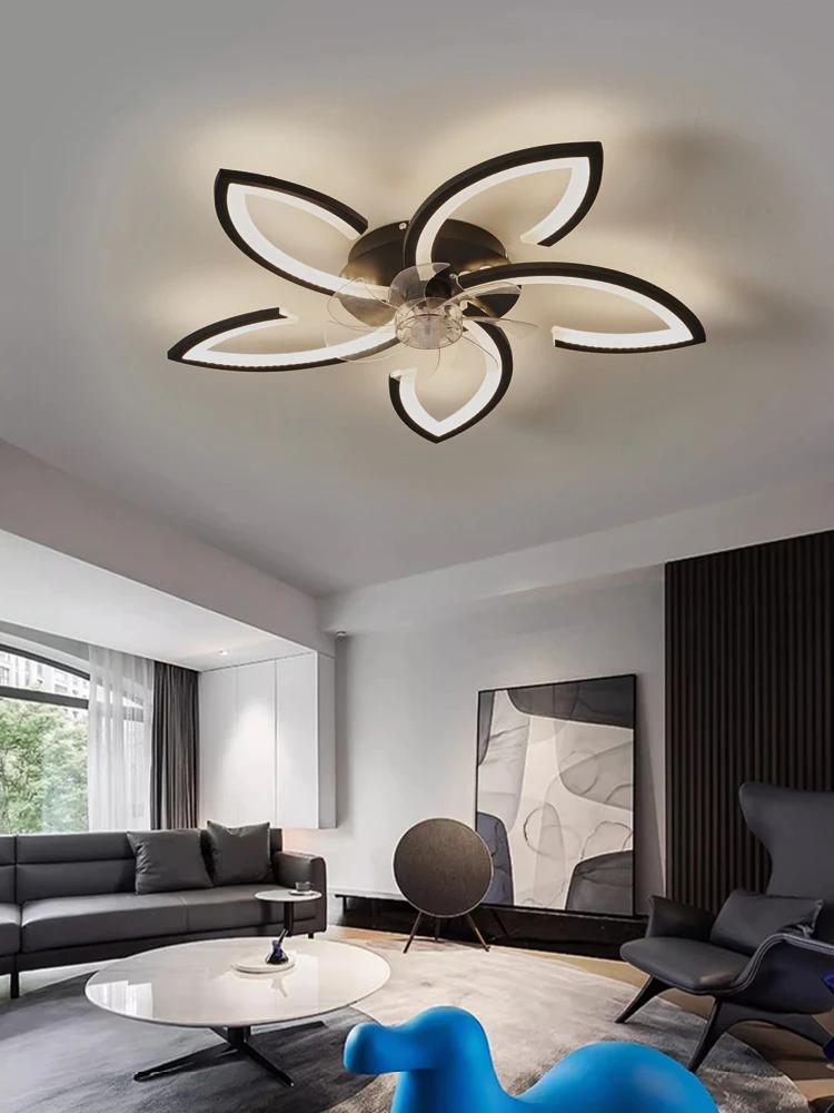 Black ceiling fan light for living room bedroom dining room indoor home lighting decorative light remote control smart lamp