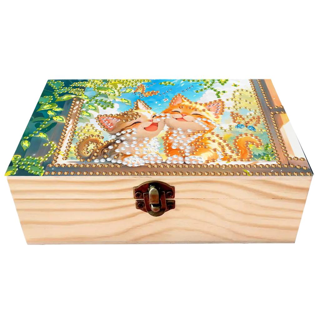 5D DIY Diamond Art Wooden Rhinestones Decorative Storage Box Crystal Storage Case Kit for Home Car Desk Decoration Craft