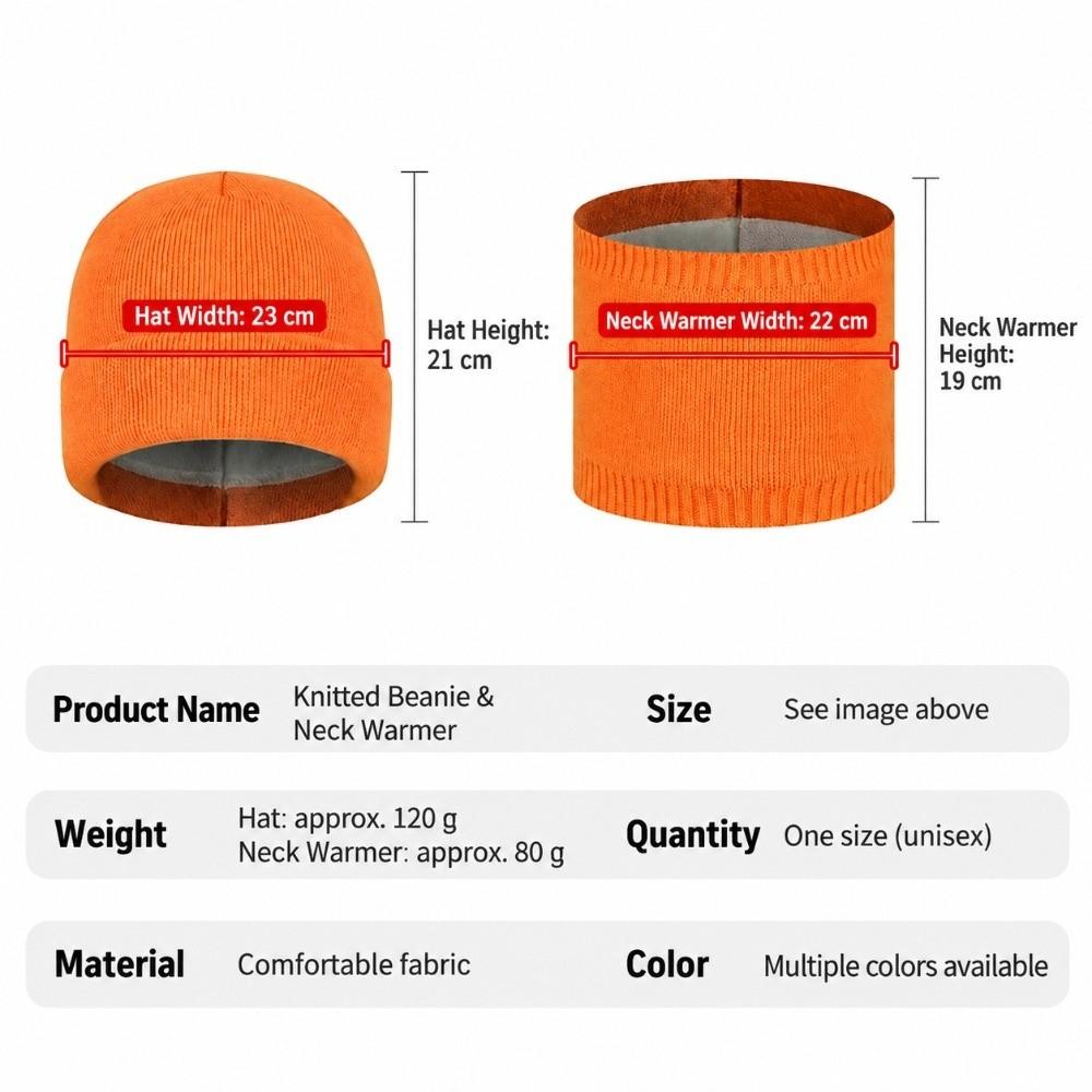 Stretch Knitted Winter Hat Solid Color Pullover Hat Neck Warmer  Outdoor Cycling Skiing