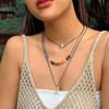 Ethnic Style Colored Beaded Long Sweater Chain, Niche Imitation Crystal Stacked With Star And Moon Necklace