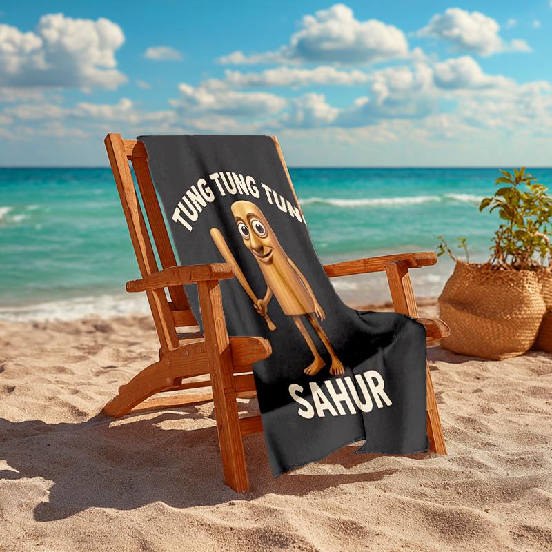 1Pc Tung Tung Sahur Adventure Beach Towel Quick Dry Multiuse For Beach Pool Gym Yoga Home Travel Christmas Halloween Xmas Gift L1113