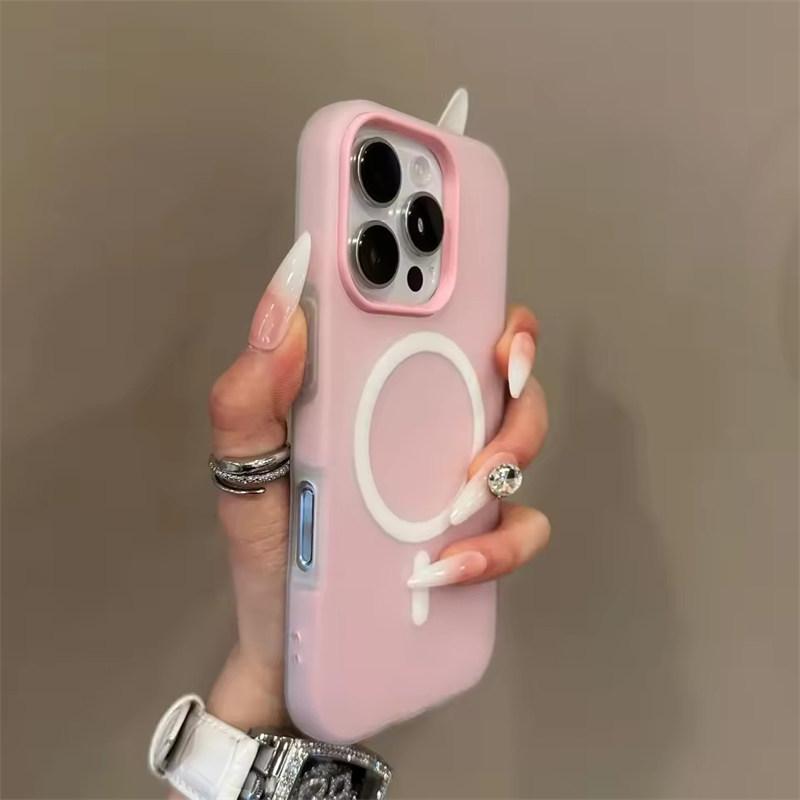 Luxury Candy Color 2 IN 1 Magsafe Case for iPhone 17 16 15 14 Plus 13 12 Pro Max 11 Magnetic Wireless Charge Matte Soft Cover